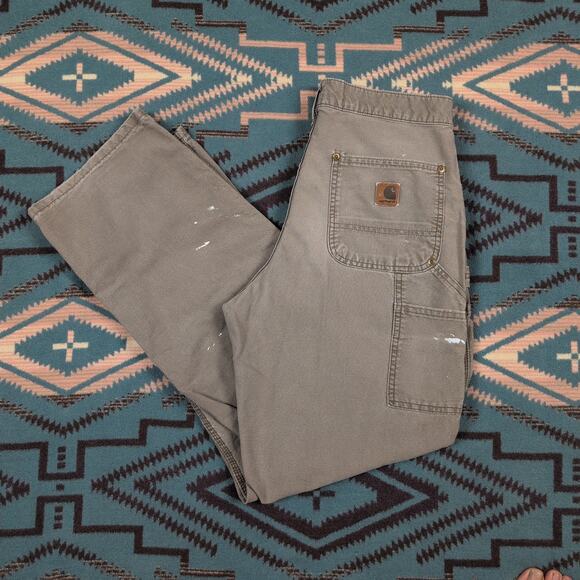 Vintage Carhartt Double Knee Pants Dungaree Fit 30x29 B195 LBR Distressed Paint - Picture 13 of 16